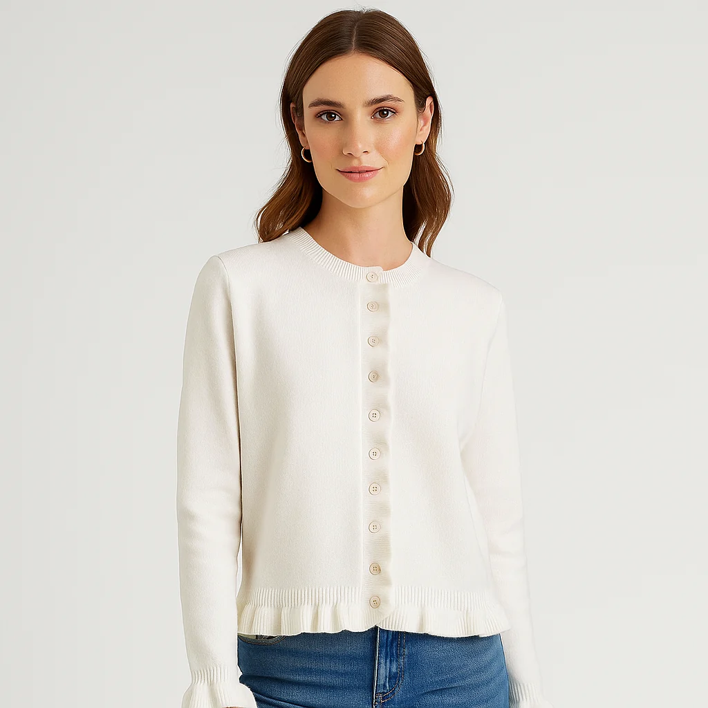 Cardigan Femme - Ourlet Volants - Fermeture Boutonnée - Confort Élégant – Image 6