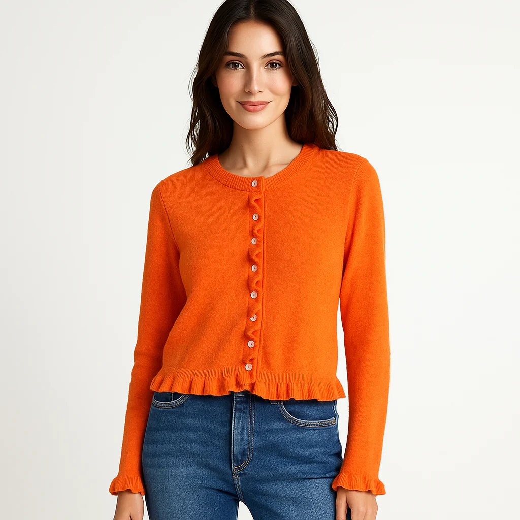 Cardigan Femme - Ourlet Volants - Fermeture Boutonnée - Confort Élégant – Image 5