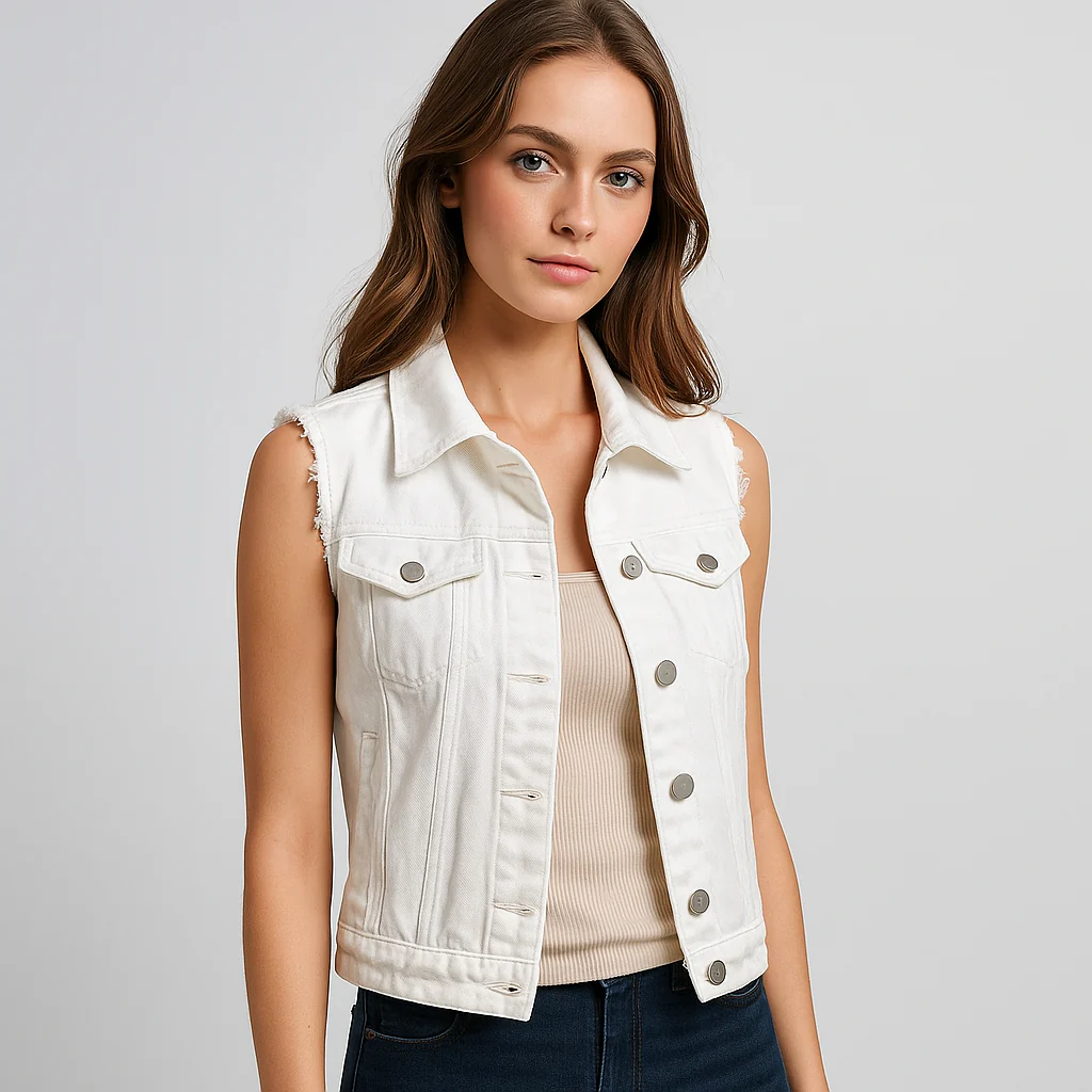 Gilet en Denim Sans Manches - Couleurs Claires - Collection Printemps – Image 5