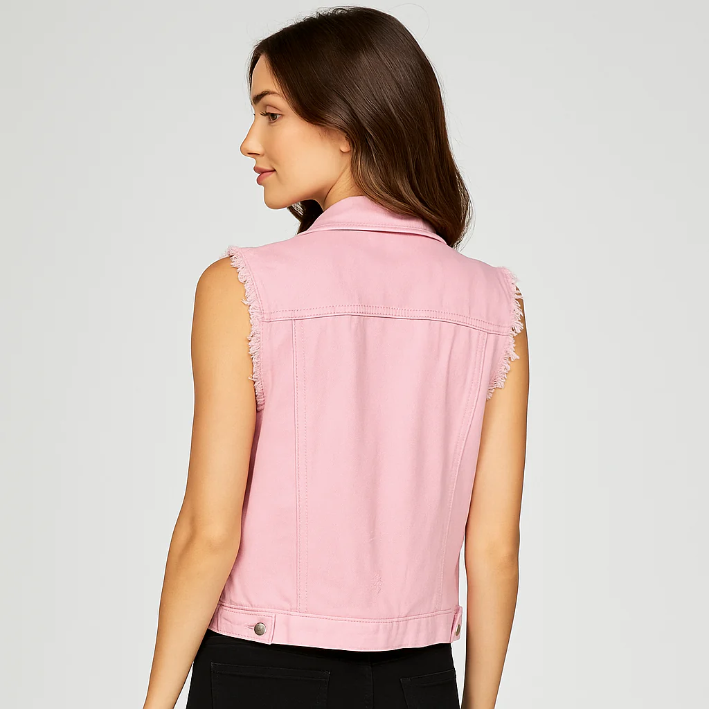 Gilet en Denim Sans Manches - Couleurs Claires - Collection Printemps – Image 4