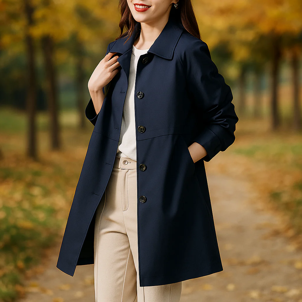 Manteau Trench Femme – Coupe Sur Mesure – Col Classique – Longueur Mi-Cuisse – Image 2
