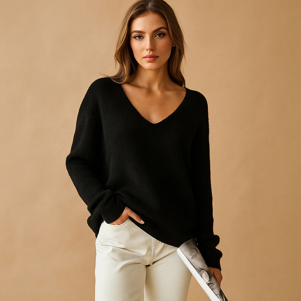 Pull confortable femmes - Design en V - Doux élégant – Image 6