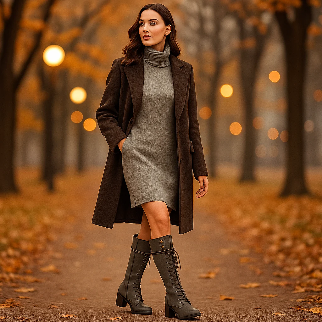 Bottes Montantes Femme en Cuir – Lacets et Talon Épais – Image 7