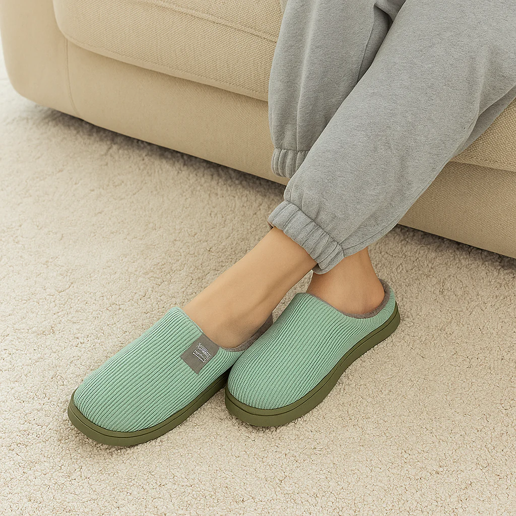 Chaussons d’intérieur unisexe en peluche douce