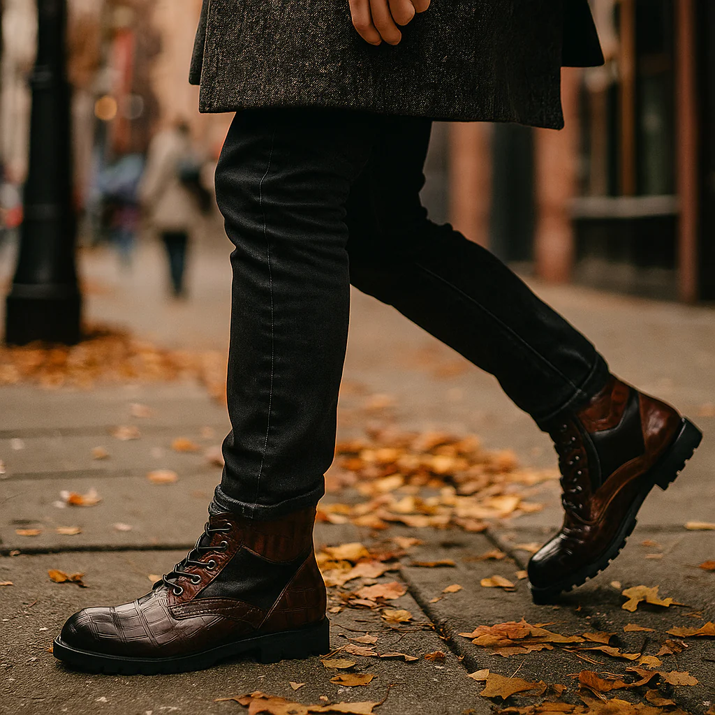Jamison – Chaussures Militaires pour Hommes avec Embossage Crocodile