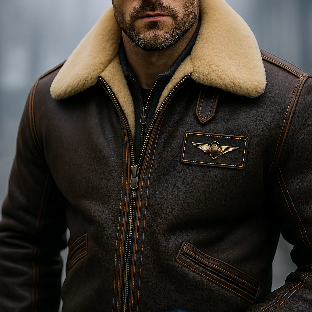 Veste Aviateur Homme – Cuir & Doublure Chaude – Image 4