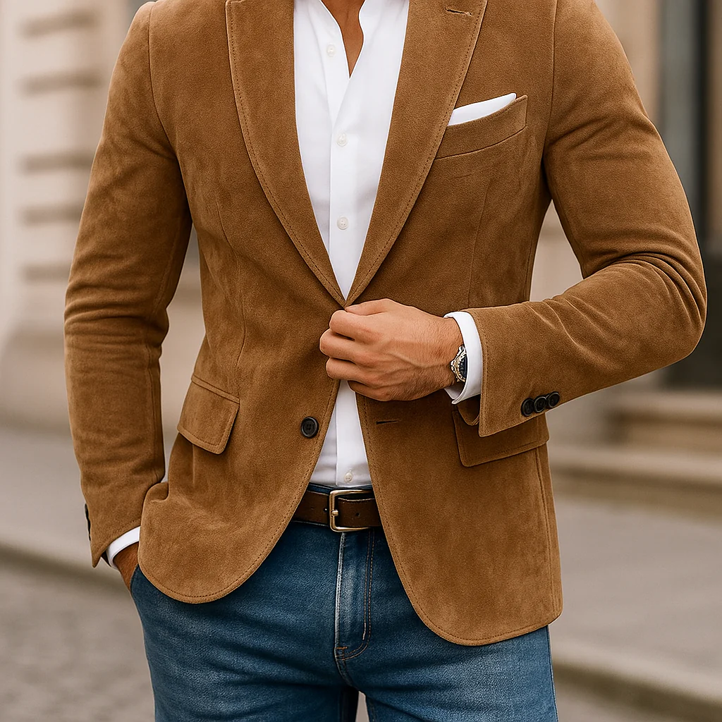 Niko – Blazer Homme Élégant en Daim – Image 2