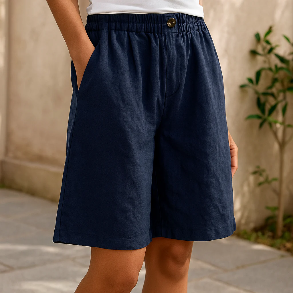 Short femme en lin taille élastique – Image 4