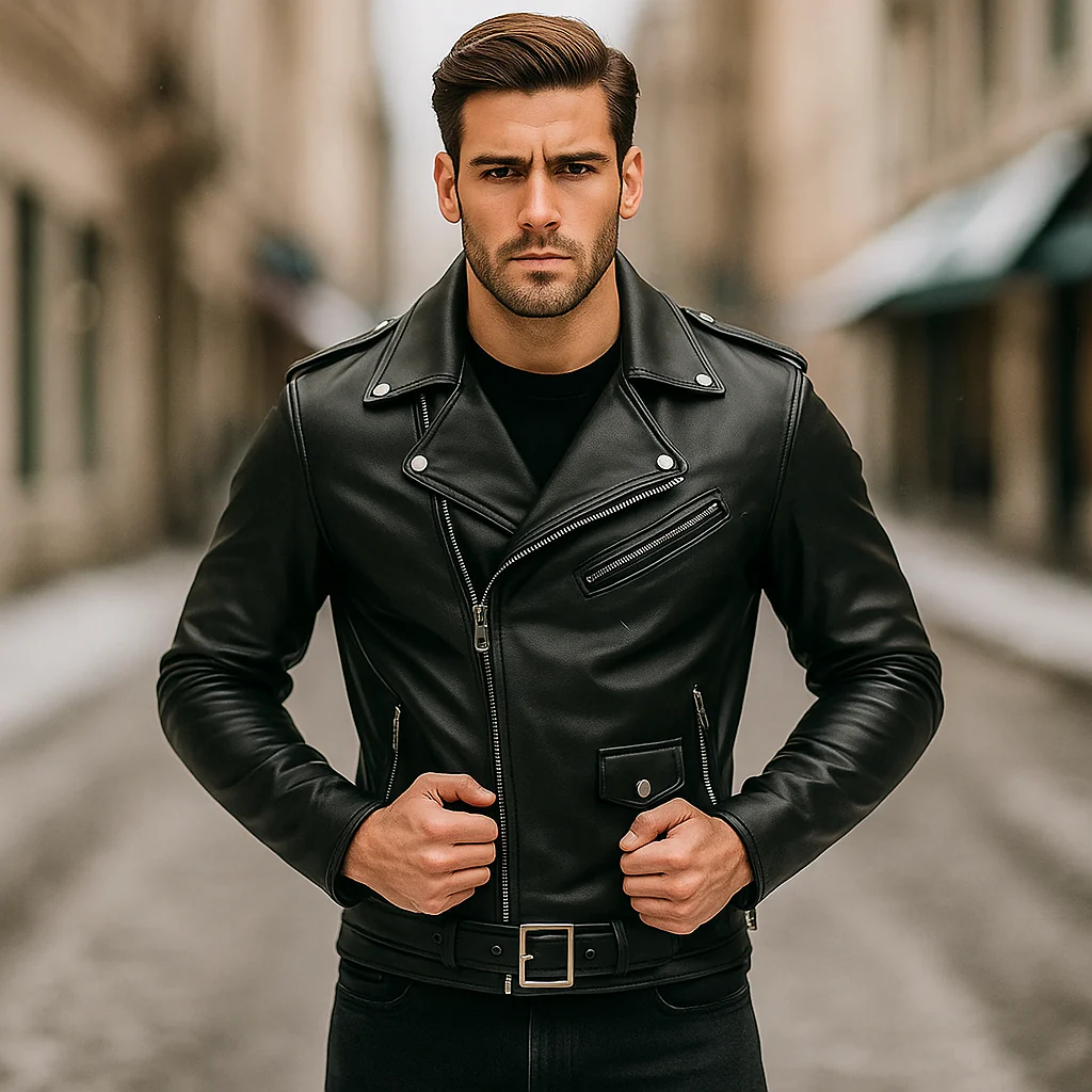 Veste de moto décontractée homme - Col confortable - Élégante et robuste