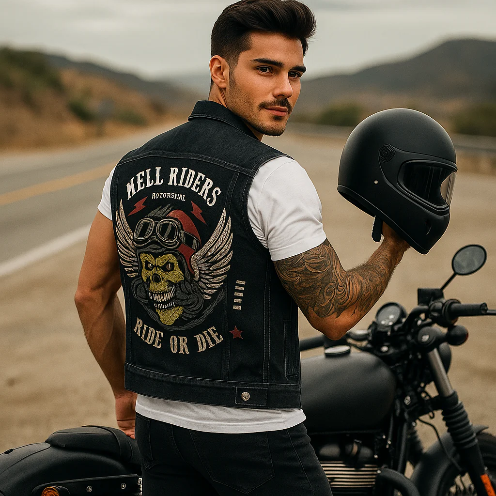 Veste de moto homme en jean robuste – Image 3