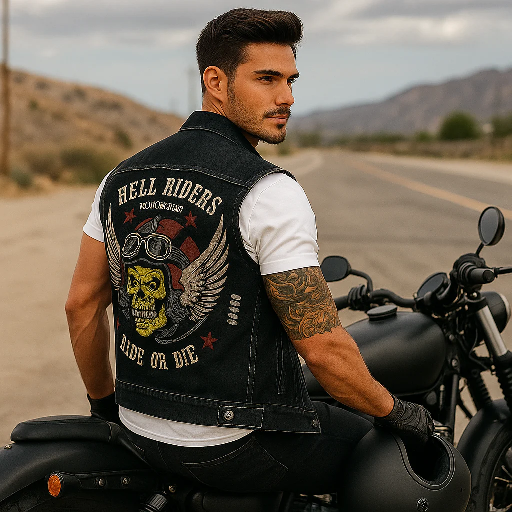 Veste de moto homme en jean robuste – Image 4
