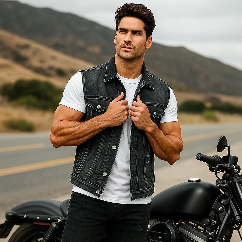Veste de moto homme en jean robuste – Image 5