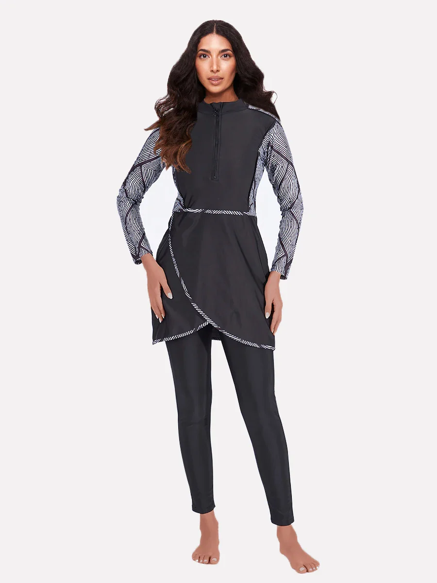 Burkini Modeste 3 Pièces - Maillot Patchwork Sportif – Image 9